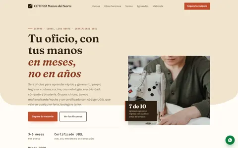 Hero of CETPRO Manos del Norte, a technical school - demonstration piece.