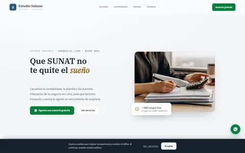 Hero of Estudio Contable Salazar, a accounting firm - demonstration piece.