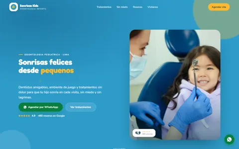 Hero of Sonrisas Kids, a pediatric dental practice - demonstration piece.