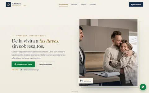 Hero of Altavista Propiedades, a real estate agency - demonstration piece.
