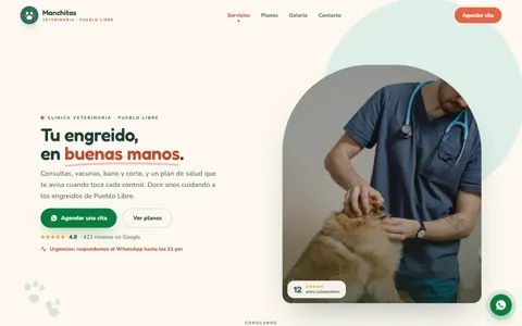 Hero of Veterinaria Manchitas, a veterinary clinic - demonstration piece.