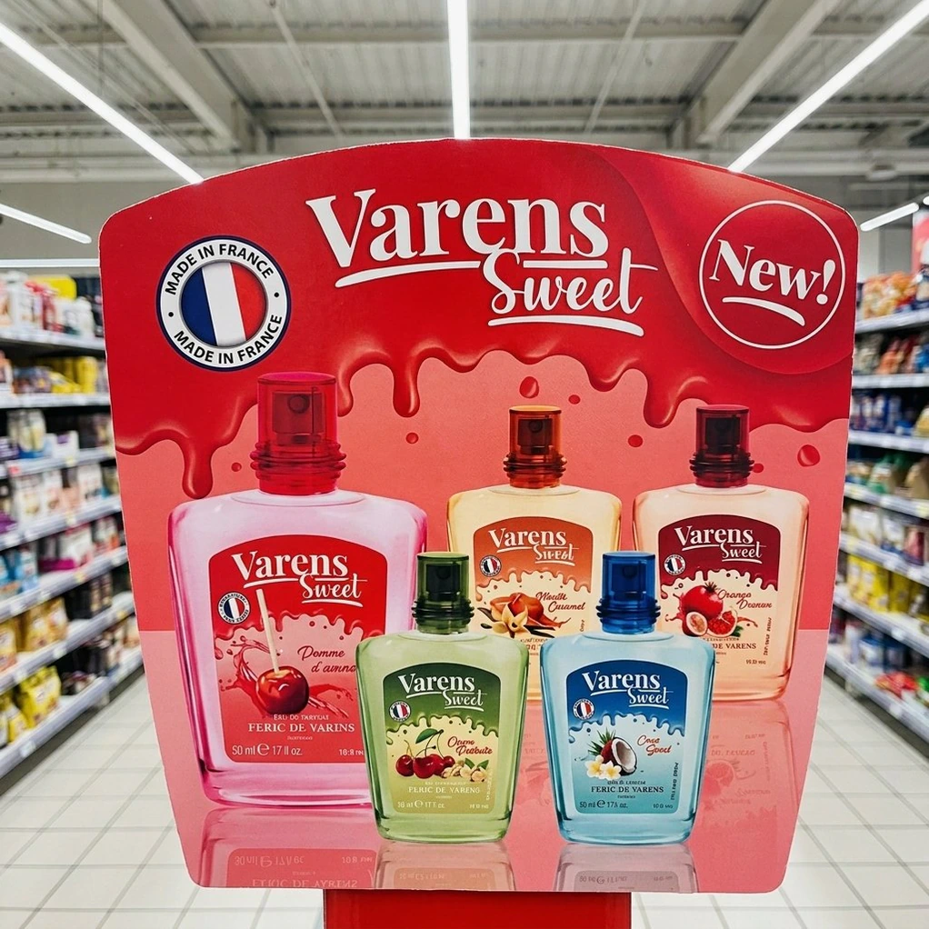 Varens Sweet branded display stand in store