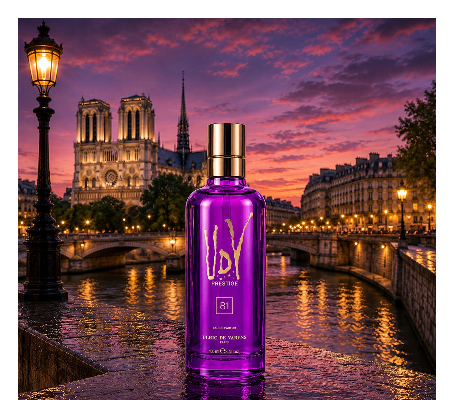 UDV Prestige 81 by the Seine at sunset