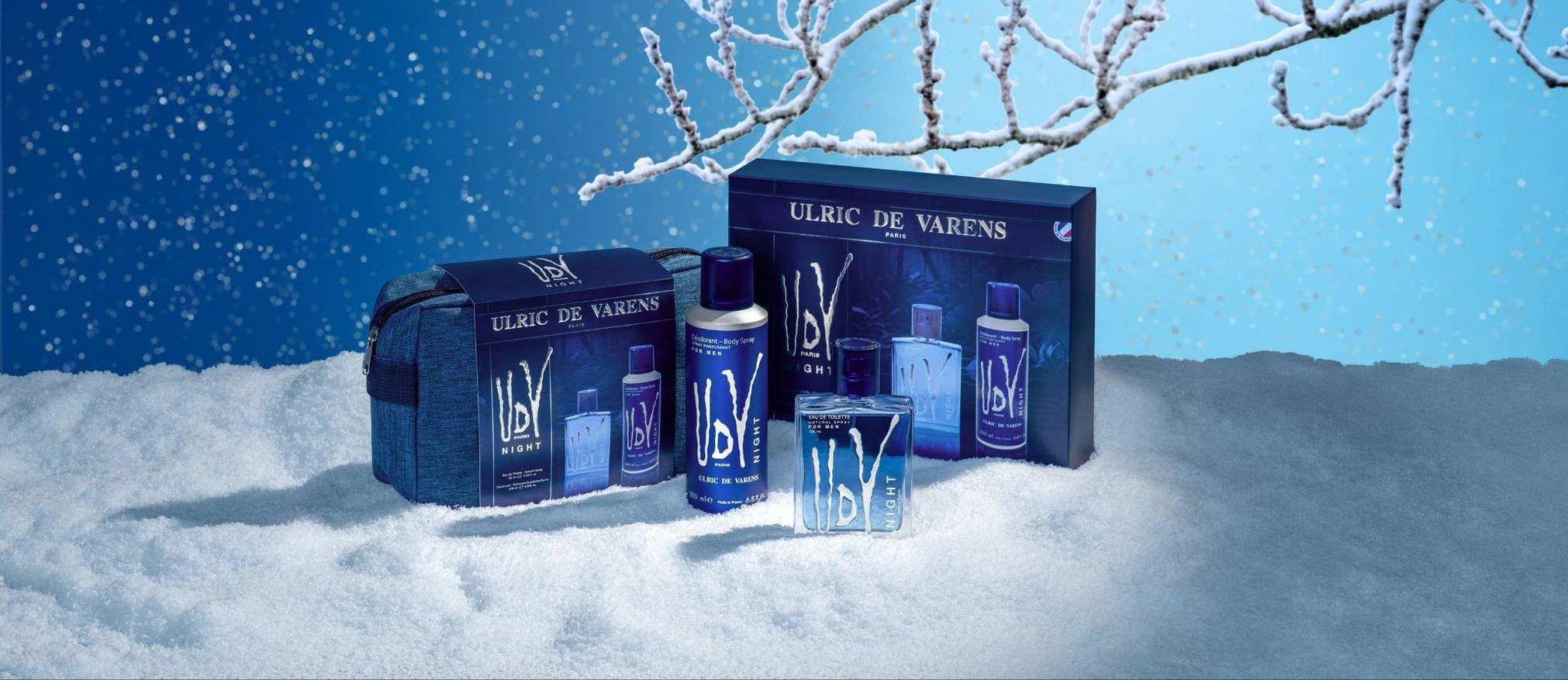 UDV Night gift set in a snowy scene